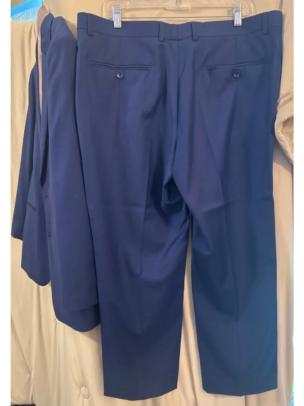 Men's Virgin Wool Suit 44R Pants 38x28 Navy Mantoni Finest Tailoring